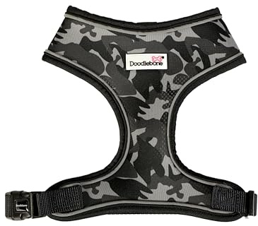 Doodlebone - Airmesh Dog Harness - Breathable Over Head Harness with Adjustable Chest Strap, Reflective Piping & Machine Washable Design - Size 3, 45-62cm - Smokey Camo