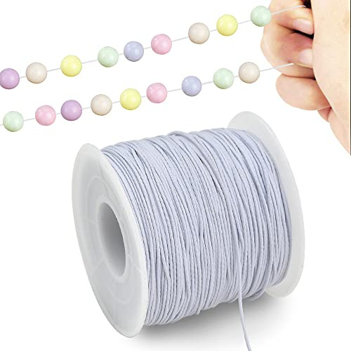 TONIFUL 1 mm x 100 metri di filo elastico bianco per la creazione di braccialetti e gioielli, cordoncino elastico per bracciali, macramè, collane sfuse filo per perline kumihimo