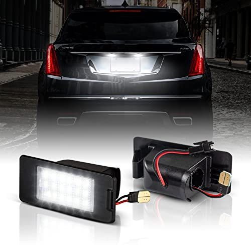 POPMOTORZ LED License Plate Lights, 18 SMD LED License Tag Lamp Compatible with 2015-2020 Chevy Tahoe Suburban Malibu Escalade ATS GMC Yukon Yukon XL, 6000K White, Pack of 2