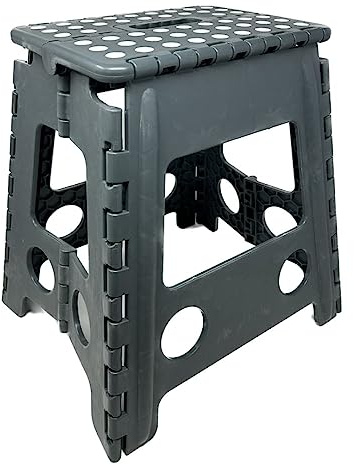 EuroDiscount Hocker Fußbank Abstellhilfe Klapphocker faltbar Grau Tritthöhe 39 cm bis 90 Kg