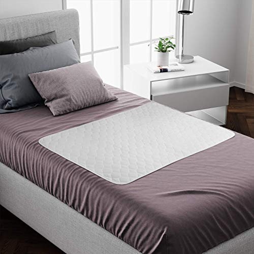 Lynmark 4 almohadillas de cama lavables para incontinencia sin pliegues, protector de colchón antideslizante que absorbe hasta 1 litro, funda impermeable de algodón certificado OEKO-Tex para camas