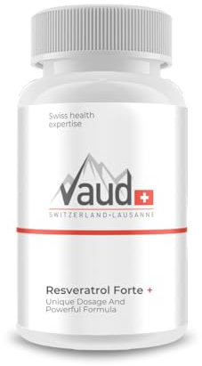 VAUD® Resveratrol Kapseln | Trans Resveratrol hochdosiert 250 mg für Herz, Blutdruck & Antioxidantien | 60 Kapseln | Hergestellt in der Schweiz | Unterstützung für Herz-Kreislauf & Zellschutz
