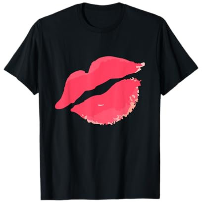 Hot Pink Lips Lippenstift Kiss 80er Jahre Kostüm Retro Band T-Shirt T-Shirt