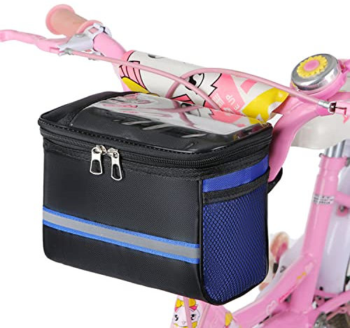 WLDOCA Vorderer Fahrrad-Scooter-Korb für Kinder Kinderfahrrad-Lenkertasche mit durchsichtiger Handytasche für Jungen Mädchen Männer Frauen MTB Rennrad,A,1