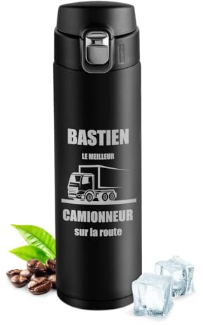 Maverton Bouteille isotherme personnalisable 50cl, Mug de voyage à café/thé | Thermos hermétique avec gravure pour hommes, pour anniversaire, pour lui/copain/papa, comionneur
