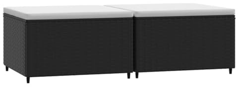 vidaXL Gartenhocker mit Kissen 2 STK. Schwarz Poly Rattan