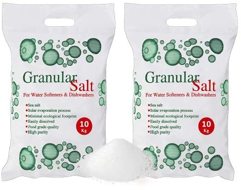10kg Granular Salt For Granular Water Softeners Best For Laundry Kitchen Dish Washing | Compatible To All Water Softner Salt Machines | Food Grade 100% Genuine British Salt (2 Bag)