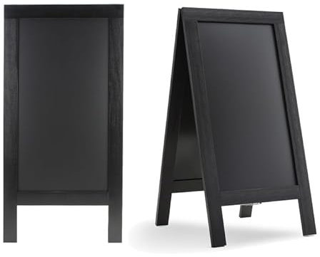 DAHAPYBOO Sandwichboard, 101,6 x 50,8 cm, massives Kiefernholz, rustikales Schwarz, 2 Stück, Kreidetafel, Schilder, Sandwich-Tafel, Schilder, Outdoor-Kreidetafel, Staffelei, ein Rahmen, Kreidetafel