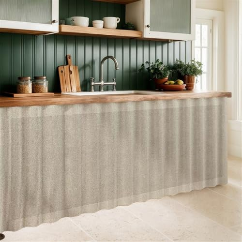 LIVEINU Selbstklebend Schrankvorhänge für Küche, Beigegrau, 120x100cm | Kleiderschrank, Badezimmer, Privatsphäre Gardine, Staubdichter Vorhang für Regale, hängende Tür, Japanische Noren