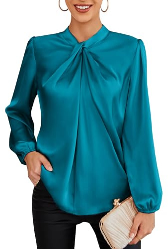 GRACE KARIN Knotted Neck Long Sleeve Blouse for Women UK Elegant Work Tops