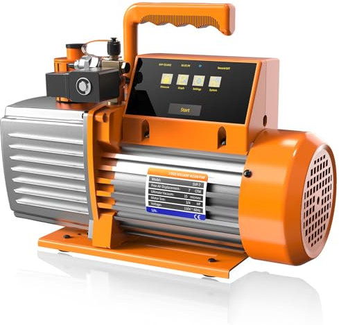 Bomba de vacío Bomba de vacío de refrigerante 12 CFM Bomba de vacío de paletas rotativas inteligente de 2 etapas HVAC Pantalla táctil, registro de datos, almacenamiento a través de la aplicación