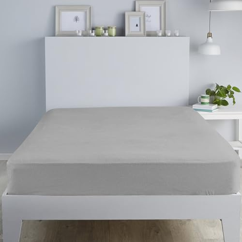 Cotton Comfort Bedding 100% Brushed Cotton Flannelette Fitted Sheet Double – Extra Soft Deep Fit Bed Sheet, Warm Heavyweight Brushed Cotton Bedding for Winter Comfort