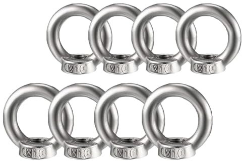 Écrou à œil Écrou à œil en acier inoxydable Écrou à anneau en acier inoxydable Écrous à œil en acier inoxydable pour montage sur corde Accessoires de levage Polissage de surface Argent 10 pièces (M10)