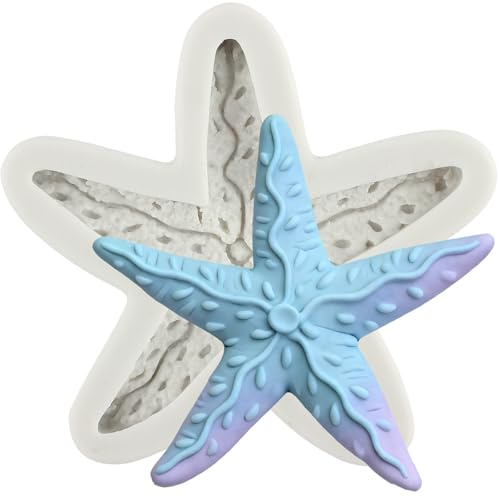 MINFEIDMS Seestern Silikon Fondant Form Marine Thema Kuchenform für Zuckerkuchen Dekorieren Cupcake Topper Süßigkeiten Schokolade Gummipaste Polymer Clay