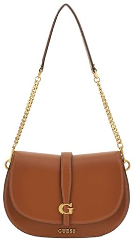 GUESS Kuba Tri Compartment Flap Shoulder Bag Cognac