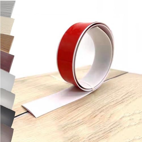 QSPNVFB Listello di Transizione Autoadesivo, Modanatura di Transizione, Listello per Fughe Impermeabile, Decorazione per Bordi del Tappeto, Laminato(White)