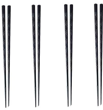 Amosfun Set Di 4 Paia Di Bacchette Di Alta Qualità in Lega Non Appuntite Lavabili in Lavastoviglie Con Motivo Intagliato Per Amici E Famiglie