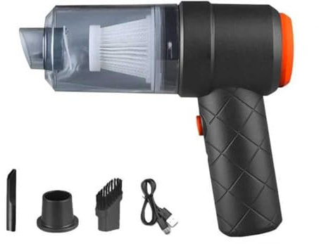 SHOP-STORY Mini aspirapolvere e soffiatore senza fili ricaricabile 2 in 1 con accessori multipli, 3 punte per spazzola, tubo e soffiatore, per zone difficili di accesso