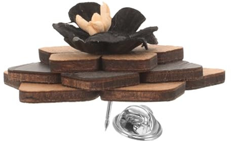 MOBUTOFU Broche Bois Boutonnière Étoile à Cinq Branches Épingle De Revers Fleur Unique Pour Costume Légère Et Artisanale Pour Mariage Et Événements Formels