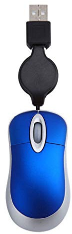 Courtieyeardceastea Souris d'ordinateur ultra légère à 3 boutons filaire universelle télescopique rétractable design ergonomique souris de bureau bleu