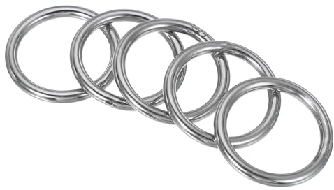PATIKIL 8 Stück 5x45mm Metall O-Ringe, 304-Edelstahl O-Ring, geschweißte Rundringe, Taschenzubehör, Metallringe, DIY-Zubehör für Gürtel, Nähen, Hundehalsbänder, Karabiner, Gurtbänder