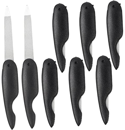 LIFKOME Kleiner Nagelfeile 8 Stück Klappbar Doppelseitig aus Metall und Abs Tragbar für Maniküre und Naturnägel Schwarz