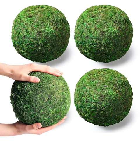Maasechs 4 Pcs Large Green Moss Balls Artificial Moss Balls Spring Vase Bowl Fillers Hanging for Spring Home Wedding Garden Farmhouse Autumn Table Centerpieces Indoor Outdoor Decor (5.9'')