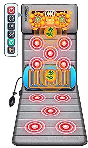 Full-Body Massage Mat with Heat and Vibration - 10 Vibration Motors, 30 Massage Heads, Automatic Shutdown for Back Pain Relief