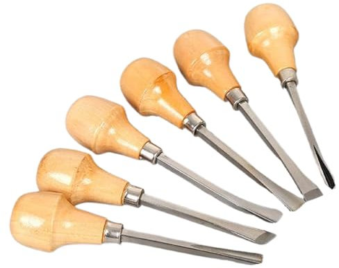 Bafnsiji Outils de Sculpture sur Bois Lot de 6, Ensemble de ciseau à sculpter, Couteau à sculpter en Bois, Outil de Travail Ciseaux à sculpter à la Main, Ensemble de Bols de cuillères à sculpter