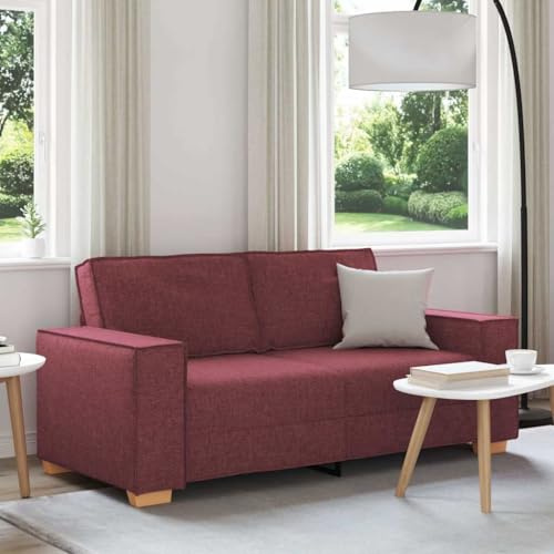 Massbinet 2-Sitzer Sofa Weinrot 140 cm Stoff Polstersofa mit Abnehmbare Kissen und Rückenlehnen