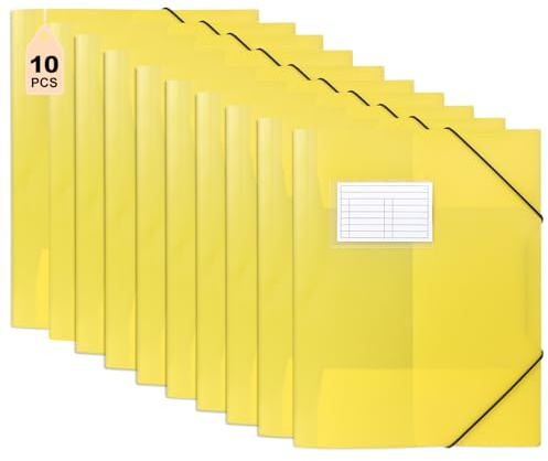 DoocliB 10 Stück Sammelmappe a4,Eckspanner-Mappe aus Kunststoff | Kinder Eckspannermappe aus Kunststoff,Schnellhefter mit Innenklappen & Gummizug,Stabile Einschlagmappe aus Plastik