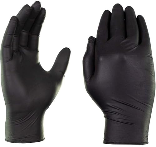 Guanti monouso in nitrile nero da 20-100 pezzi for la cottura di alimenti, lavorazione, pulizia dell'auto, tintura dei capelli, polvere lattice senza(20pcs,S)
