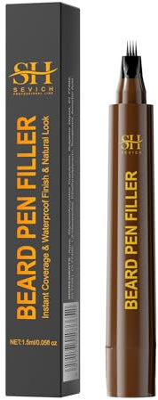 Sevich Beard Pen Filler for Men,Instant Beard Dye for Men,48h Waterproof & Sweatproof, 4-Prong Tip for Seamless Application, Enhances All Beard Types with Fuller, Dark Brown