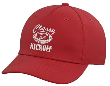 Classy Till Kickoff Adjustable Printed Baseball Hat, Red