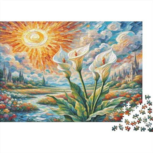Peace Lily 1000pcs Recycled Cardboard Puzzle For Puzzle Enthusiasts Interlock Perfectly Sun over Calla Lilies 70x50cm/1000pcs