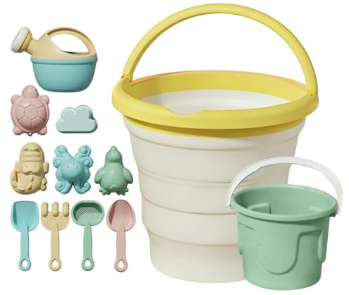 Sandleksaker För Barn - 20x17cm Hopfällbar Hinkkratta Lekset | Hopfällbar Sandhink Och Spadar Set | Färgglada Strandleksaker För Barn F́ör Åldrarna 3 Och Uppåt. Barnsresor Utomhus