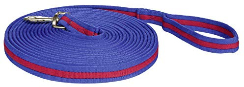 HKM Soft - Guinzaglio per longitudinale, 800 cm, Colore: Blu/Rosso | Materiale extra morbido con robuste guarnizioni color ottone. Ideale per allungare, lavorare sul pavimento e tensione.