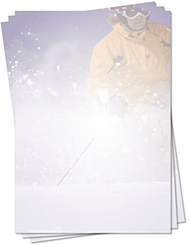 Motiv Briefpapier (Ski-5111, DIN A4, 100 Blatt) Skifahren Abfahrt Urlaub Reisen Motivpapier Erholung Spaß