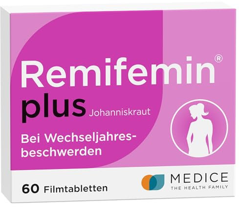 Remifemin plus Johanniskraut 60 Tabletten - Medikament für Wechseljahre - bei starken & betont seelischen Wechseljahresbeschwerden - hormonfrei - pflanzliches Arzneimittel