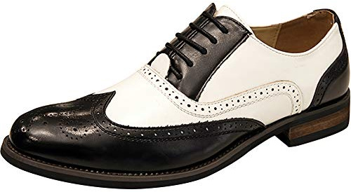 wealsex Herren Schnürhalbschuhe Freizeitschuhe für Herren Zweifarbig Mode Derby Brogues (Schwarz,42)
