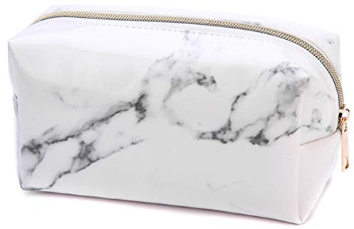 JAWSEU Mädchen Schüler Federmäppchen Große Kapazität Federtasche reißverschlüsse Marmor Textur Mäppchen Office Stiftehalter Organizer Stationäre Tasche Kosmetiktasche Klein Makeup Taschen,Weiß