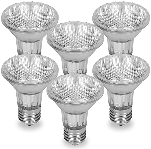 PAR20 40PAR20/FL DIMMABLE 6 Pack 130V 40W Halogen Spot Light Bulb Hood Range Stove Top Replacement 130 Volt NFL Lamp Rich Color High CRI Ceiling Bathroom Kitchen Can Recessed Lighting E26 120V