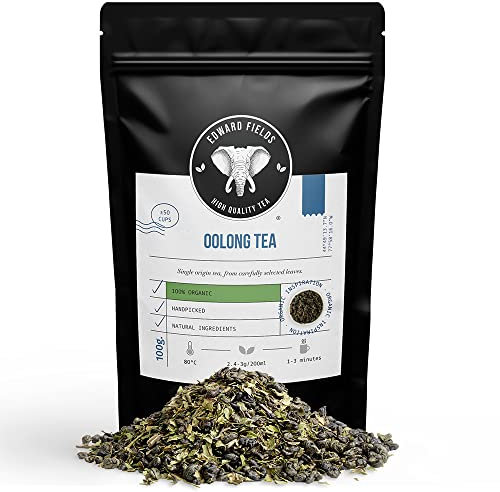 Edward Fields Tea ® - Té azul Oolong Detox orgánico a granel de origen único China. Té bio recolectado a mano con ingredientes naturales y ecológicos, 100g.