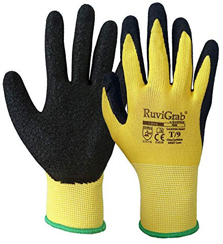 Ruvigrab - Guanto da lavoro in lattice | Guanti da presa | Antiscivolo | Guanti da Giardinaggio |Guanti per Industria, Edilizia, Agricoltura | Guanto da lavoro per uomo e donna