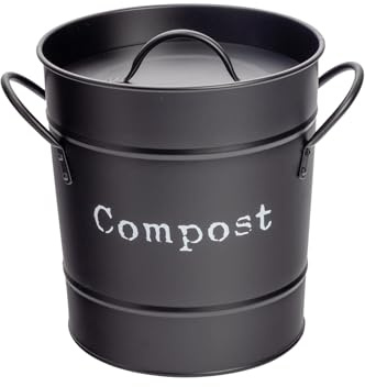 Harbour Housewares Vintage Metal Küchenkompostbehälter - Schwarz