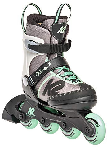 K2 Inline Skates VELOCITY JR GIRLS Für Mädchen Mit K2 Softboot, Grey - Green, 30E0291