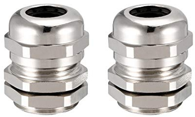 sourcing map 2 Stück Kabelverschraubung M18 verkupfertes Nickel Silber | Kabeldurchführung Wasserdicht IP68, verstellbare Kabelverbinder, Für Kabel und Verteilerdosen verwendet