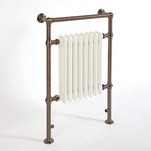 Milano Elizabeth Brushed Bronze White Heated Towel Rail - 930mm x 620mm