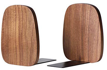Muso Wood Buchstütze, Buchstützen aus Holz Buchhalter für Regale Dekorative Bücherstützen Buchhalterung Bookends für Schule, zu Hause, Büro und als Schulgeschenk (Walnussholz - 1 Paar)