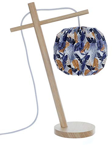 LUSSIOL 233870 Tisch- und Nachttischlampen, Holz, Blau, Gelb